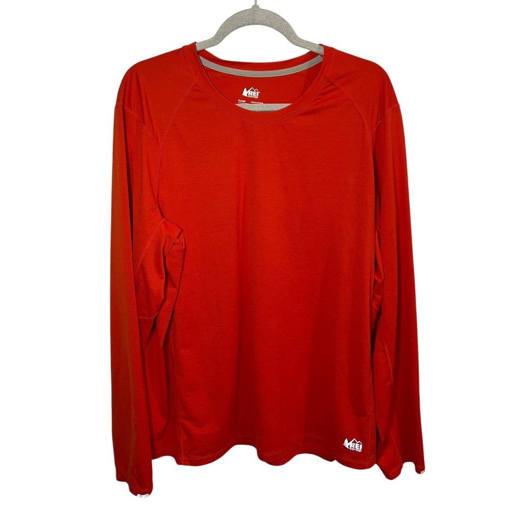REI‎ Co-op Active Long Sleeve Shirt Orange Performance Hiking Raglan XL Men